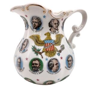 Vintage 1965 Chadwick-Miller Importers US Presidents Pitcher Japan Gold Trim